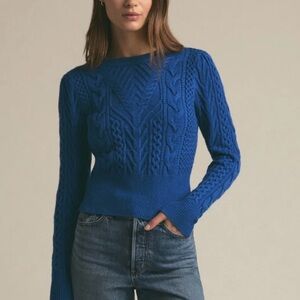 Favorite Daughter Vibrant Blue Cable Knit Sweater